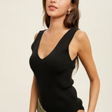 Kelly Ribbed Knit Sleeveless Bodysuit