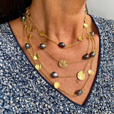 Willow Coin and Black Pearl Necklace