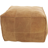 Brown Leather Patchwork Pouf