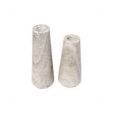 Beige Marble Candle Holder s/2