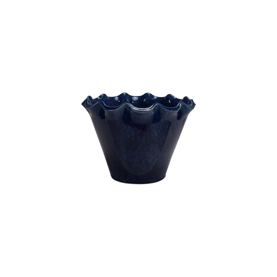 dark blue plant pot Navy Ruffled Planter – Accent Prone