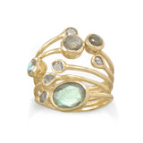 Polki Diamond and Labradorite Ring