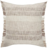 Beige Striped Fringe Pillow