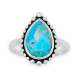 Turquoise and Bead Edge Ring