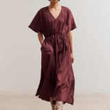 Burgundy Short Sleeve Dress