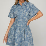 Mini Floral Denim Dress