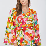 Floral Kimono Tie Top