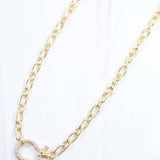 Bianca CZ Pave Horsebit Link Necklace