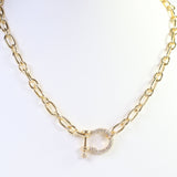 Bianca CZ Pave Horsebit Link Necklace