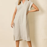 Striped Collared Midi Dress