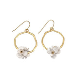 Bloom White Hoop Earrings