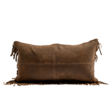Fringe Leather Lumbar Pillow