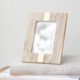 4x6 Beige Marble & Brass Frame