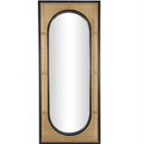 Rattan Wall Mirror w/ Black Accent Frame