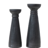 Albasia Wood Ribbed Candle Holder