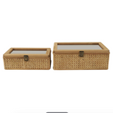 Brown Rattan Glass Box