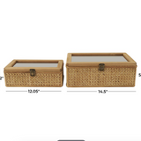 Brown Rattan Glass Box