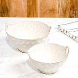 White Ceramic Handle Bowls