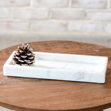 White Rectangle Marble Tray