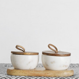 Wood & Marble Condiment Set