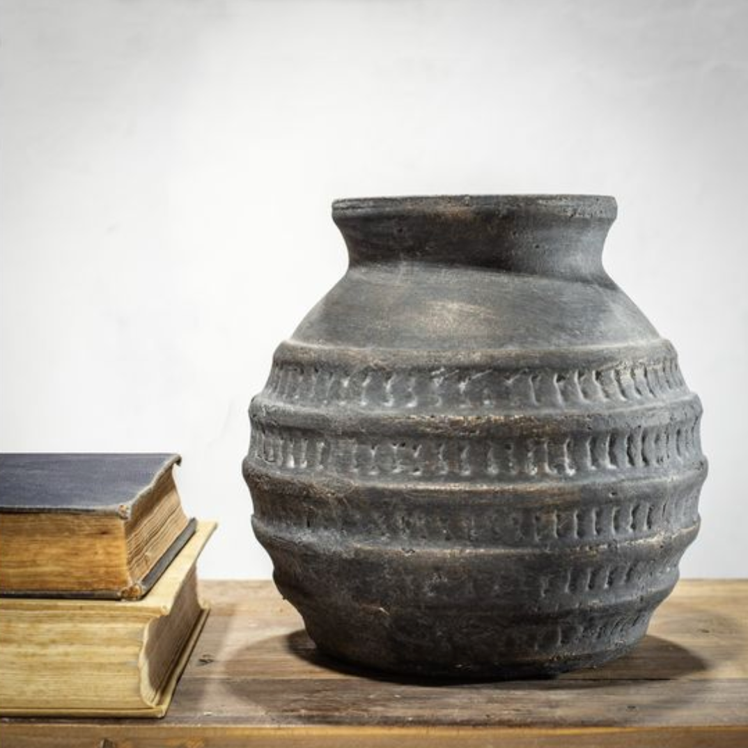 Black Terracotta Lined Vase