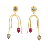 Labradorite & Ruby Earrings