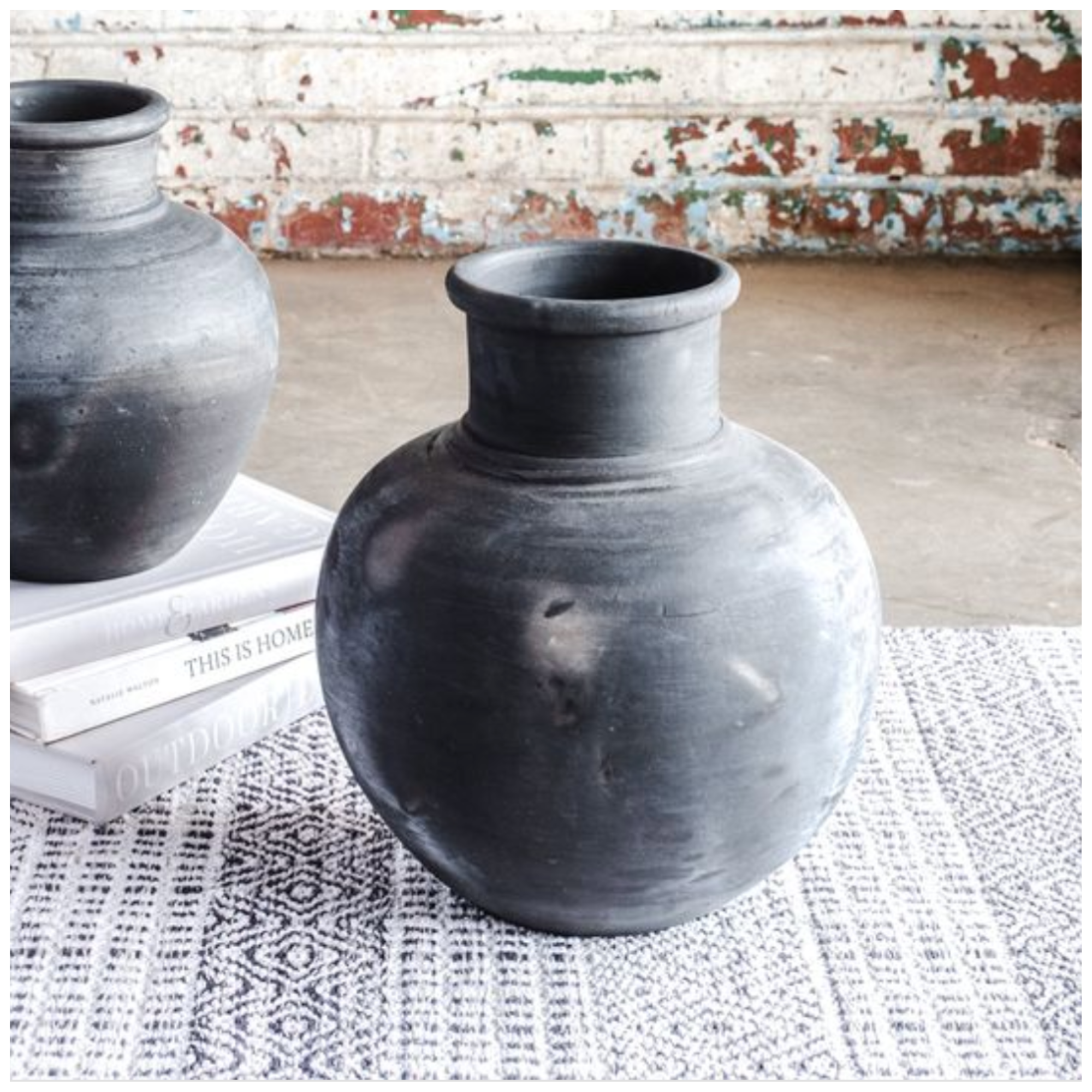 Black Washed Terracotta Vase