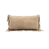Suede Fringed Lumbar Pillow
