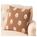 Rust Embroidered Floral Pillow