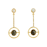 Gemstone Wheel Statement Earrings
