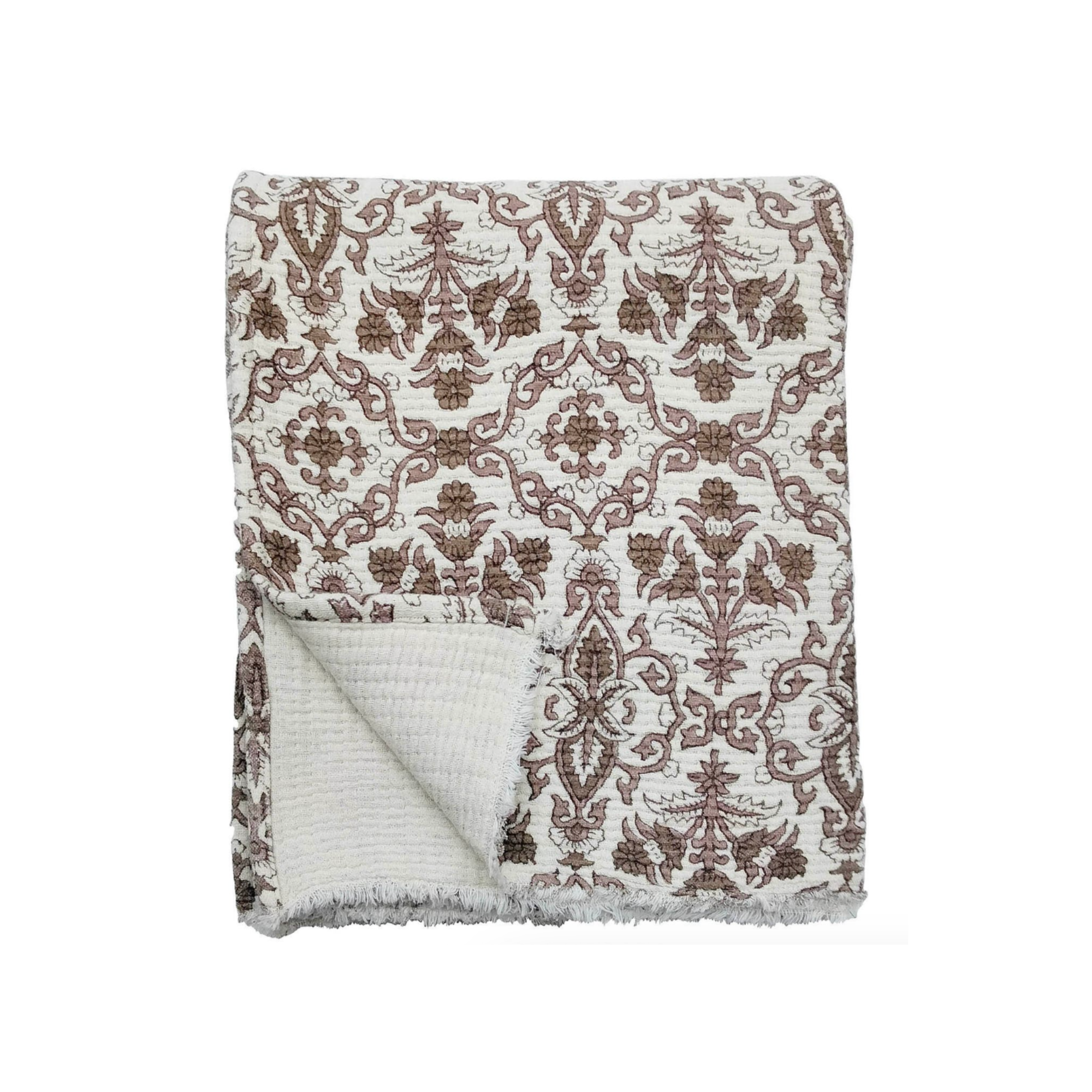 Botanical Print Cotton Throw