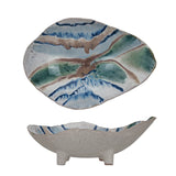 Teal Organic Footed Bowl