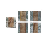 Marble & Wood Coasters s/4