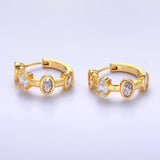 Bezel Huggie Hoop Earrings