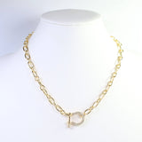 Bianca CZ Pave Horsebit Link Necklace