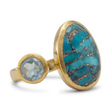 Blue Topaz and Turquoise Ring