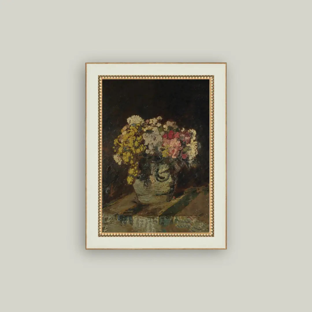 Vase of Pink & Yellow Flowers Art