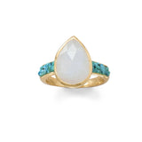 Moonstone and Turquoise Ring