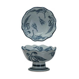 Blue Printed Footed Bowl